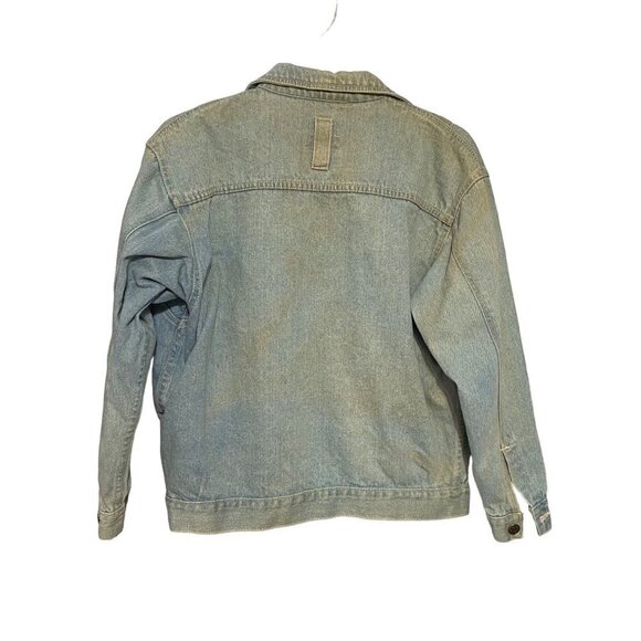 Vintage Uniform Blues Classic 70's Light Wash Denim Jacket Pink Stitching Womens - Picture 2 of 9